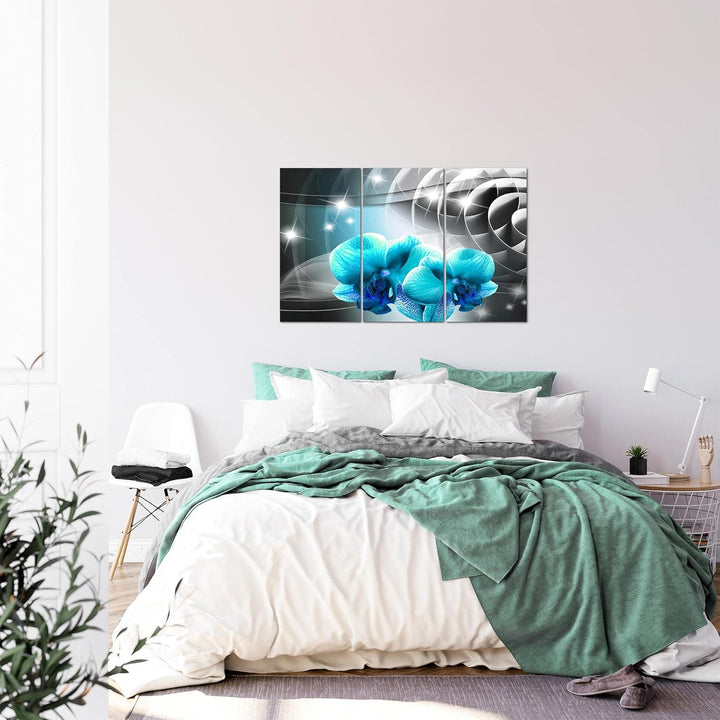 Runa Art Wandbilder Blumen Orchidee Bild XXL Wohnzimmer Schlafzimmer Türk Abstrakt 120 x 80 cm 3 Tei