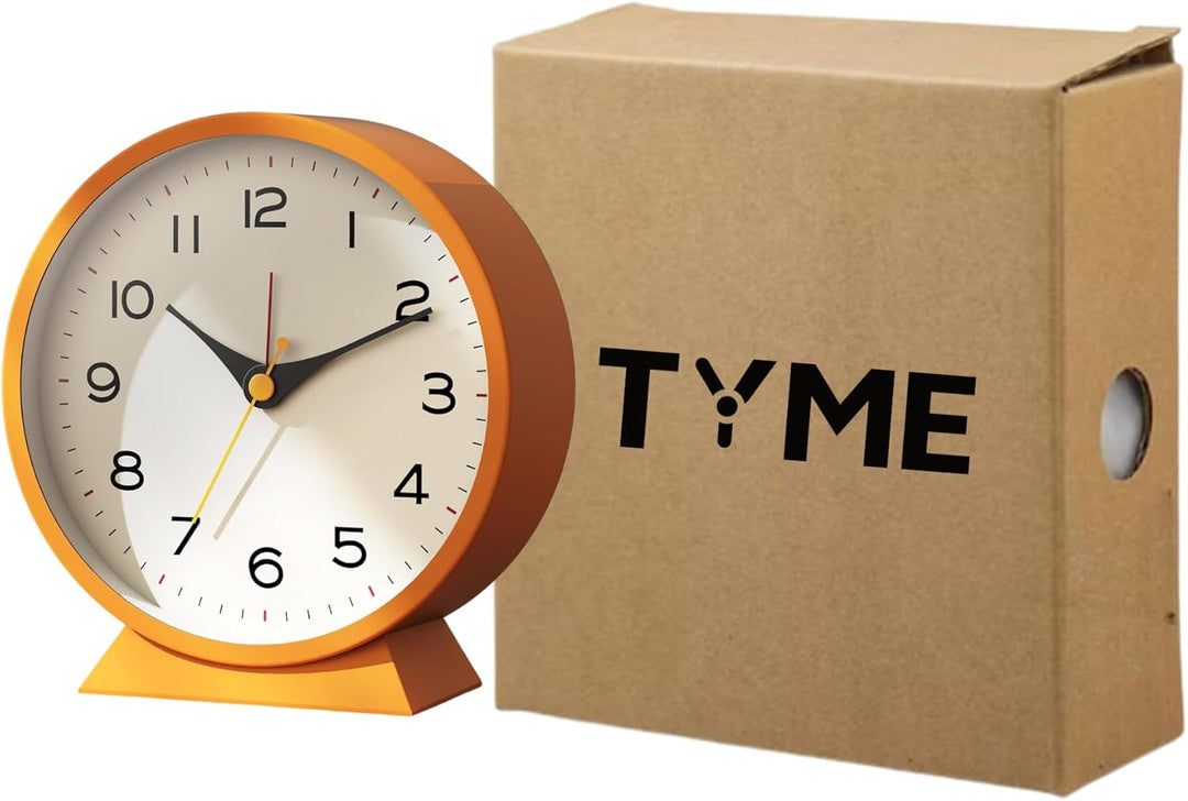 Tyme Wecker Analog, Ohne Ticken, Analog Tischuhr Nachttischuhr Alarmwecker, Modischer Runder Metall