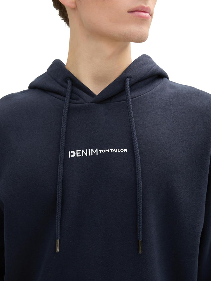 TOM TAILOR Denim Herren Hoodie Sweatshirt mit Logo-Print S 15148 - Sky Captain Blue, S 15148 - Sky C