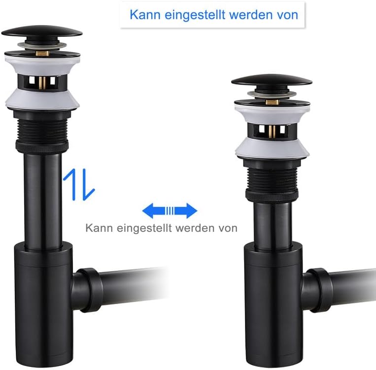 Siphon Universal für Waschbecken & Waschtisch, KEOKBON Syphon & Pop up Ventil Ablaufgarnitur mit Übe
