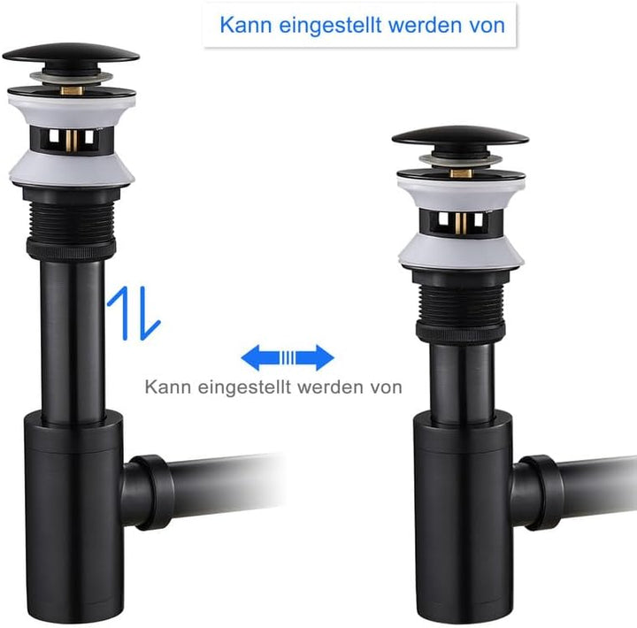Siphon Universal für Waschbecken & Waschtisch, KEOKBON Syphon & Pop up Ventil Ablaufgarnitur mit Übe
