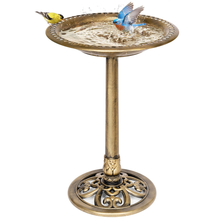 VIVOHOME Vogeltränke 71cm hoch Polyresin leicht antike Optik für Aussenbereich Kupfer, Kupfer