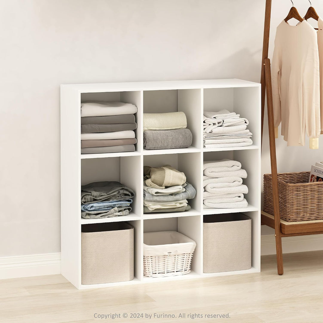 Furinno Pelli Kubisches Mehrzweck-Kleider- und Schrankaufbewahrungsregal, 9 Würfel, Weiss Weiss 9 Wü