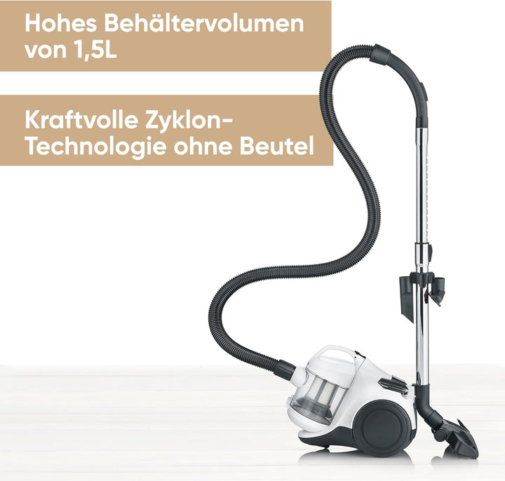 SEVERIN Beutelloser Zyklon-Staubsauger, Bodenstaubsauger für Allergiker, Staubsauger ohne Beutel mit
