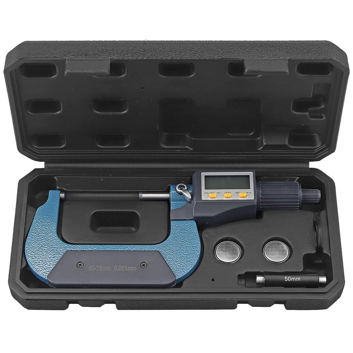 XUNTOP Mikrometer Digital 50-75mm Elektronische Mikrometer Hohe Präzision Bügelmessschraube mit LCD-