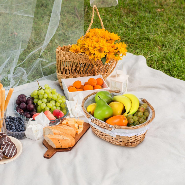 Toddmomy Weidenkorb mit Henkel, Geflochtener Picknickkorb aus Natur-Weide, Handgearbeiteter Einkaufs