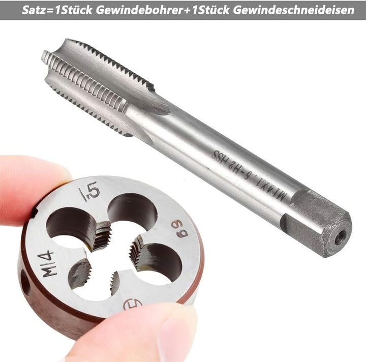 Saipor M14 X 1,5 Metrisch Gewindeschneid und Gewindeschneideisen M14 X 1,5mm HSS Gewindebohrer und S