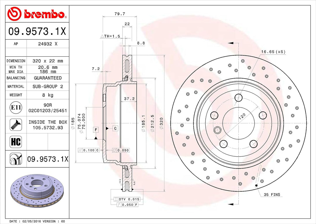 BREMBO 09.9573.1X Bremsscheiben