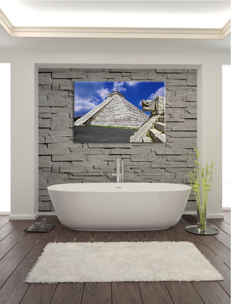 Maya Tempel in Mexiko schwarz/weiss Format: 100x70 auf Leinwand, XXL riesige Bilder fertig gerahmt m