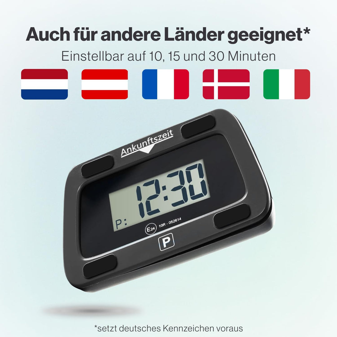 Parkwächter V0 Digitale Parkscheibe mit 2 Scheibenadapter, entspricht der Strassenverkehrsordung, el