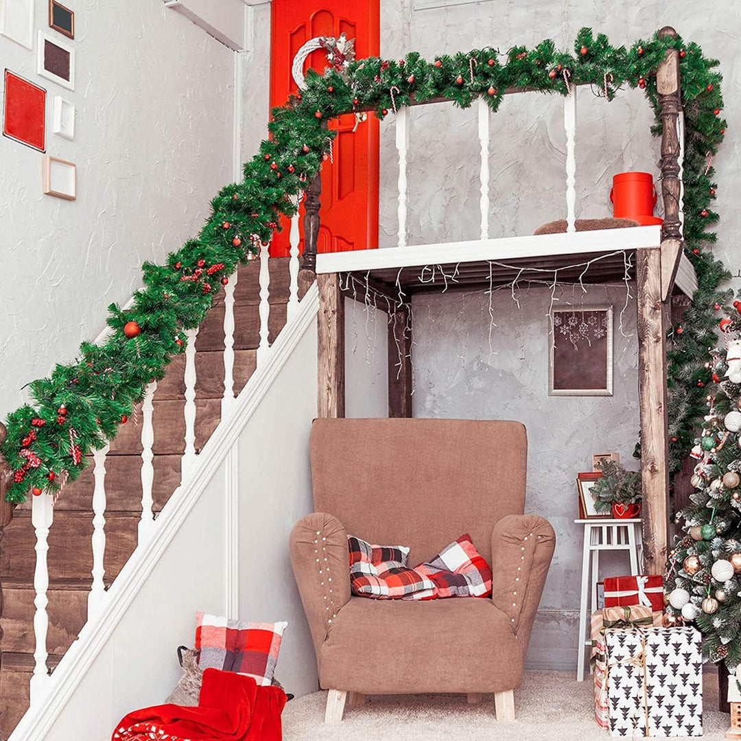 LATERN 32M Weihnachtsgirlande Dekoration, Nicht beleuchtete künstliche grüne Piniengirlande Weiche F