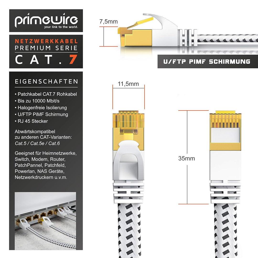CSL - 30m CAT 7 Netzwerkkabel Flach und Dünn - Lan Kabel für 10 Gigabit High Speed, Internetkabel, F