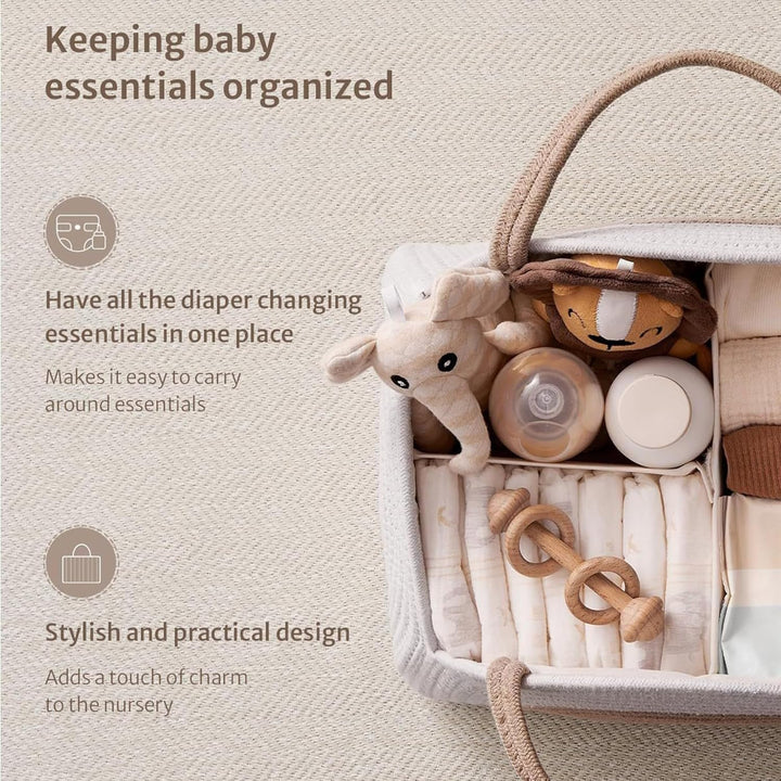 YUEMING Baby Windel Caddy Organizer, Tragbarer Wickelorganizer mit Fächern und Griffen, Wickelkorb B