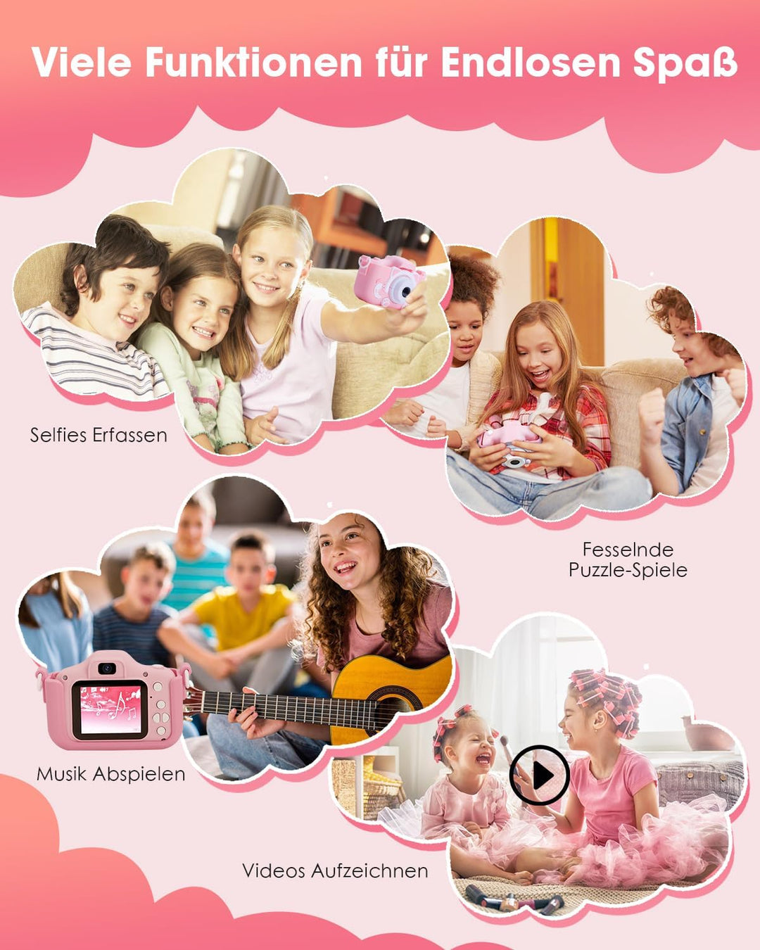 Kinderkamera, Kamera Kinder für 3 4 5 6 7 8 Jahre, HD Kinder Digitalkameras, Kinder-Selfie-Kamera We