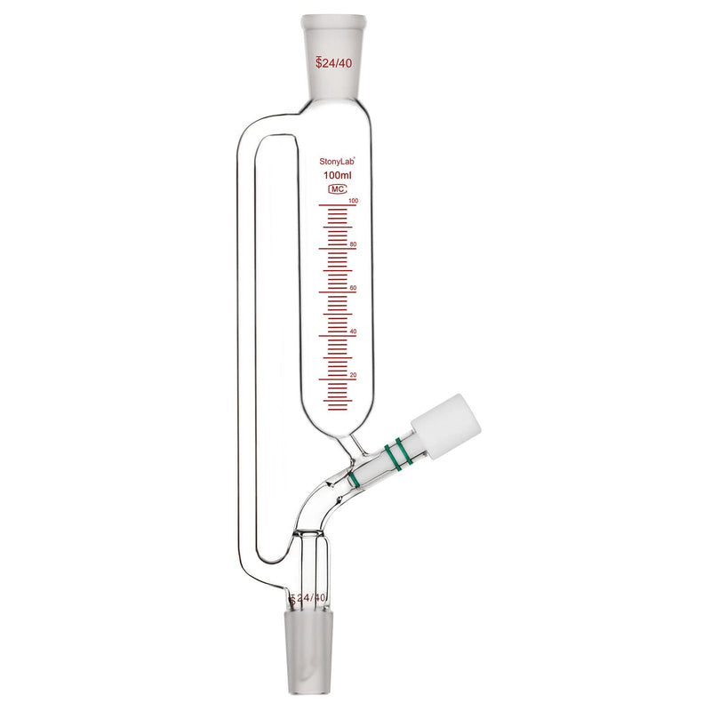 stonylab Graduierter Druckausgleichs Zusatztrichter, Borosilikatglas Tropftrichter mit 24/40 Gelenk