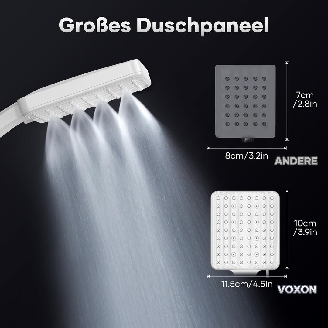 VOXON Duschkopf mit Schlauch 1,6m, Handbrause Duschbrause Gross, Duschkopf Wassersparend Hochdruck,