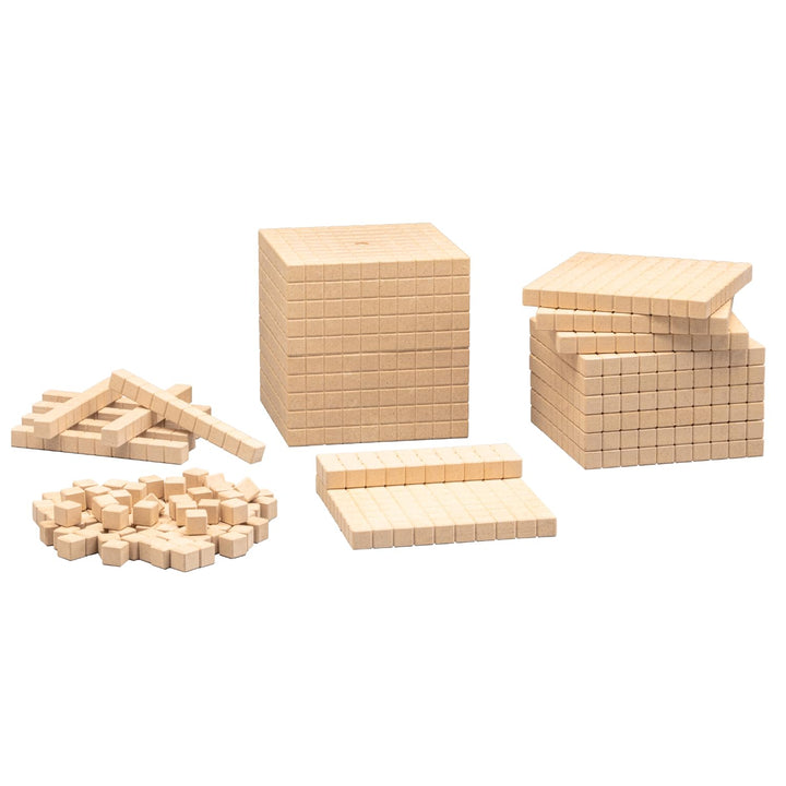 WISSNER® aktiv lernen - Dienes Grundsortiment zum Dezimalrechnen 121 Teile - RE-Wood® 121 pieces Sin