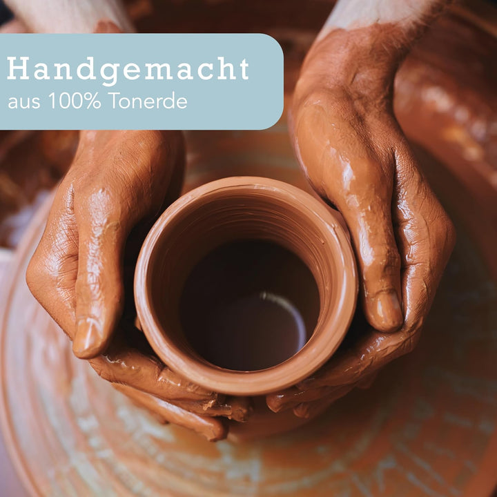 Terracotta Giesshilfe (2X 530 ml) handgefertigt für Bewässerung Zimmerpflanzen | Wasserstandsanzeige