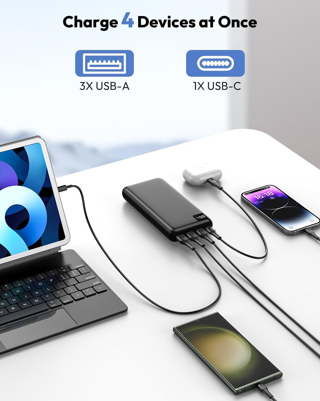 Power Bank 27000mAh Externer Akku - SOARAISE 22.5W Powerbank PD USB C Tragbares Ladegerät Akkupack m