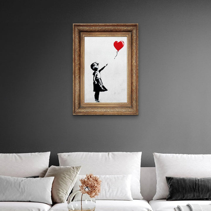 Giallobus - Gemälde - Banksy - - Standardleinwand - 70x100-17 - Baby Mädchen Ballonrahmen - Bereit z