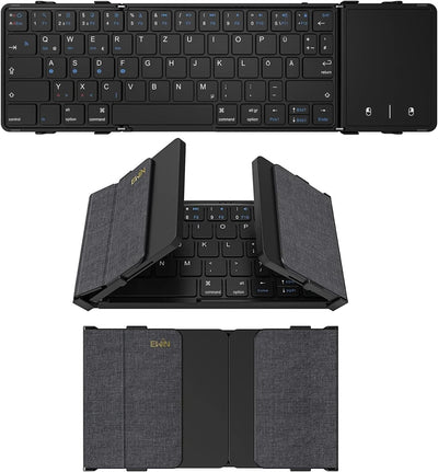 Bluetooth-Tastatur, faltbar, mit Touchpad, kabellose Falttastatur (Bluetooth-Verbindung + USB-Kabelv