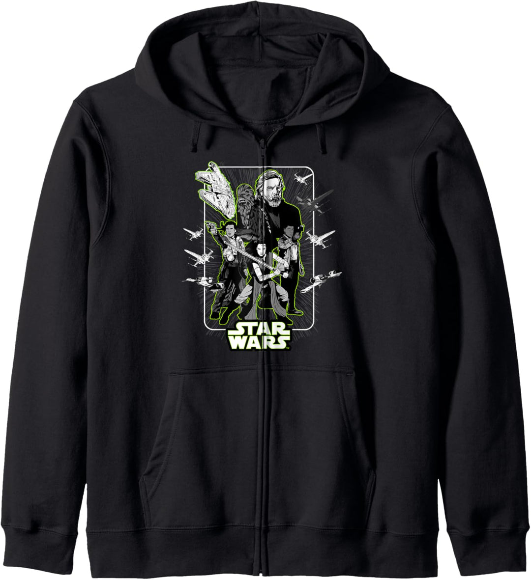 Star Wars Last Jedi Luke Rey Finn Poe Neon Green Kapuzenjacke
