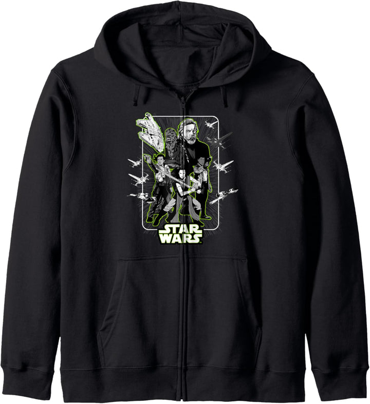 Star Wars Last Jedi Luke Rey Finn Poe Neon Green Kapuzenjacke