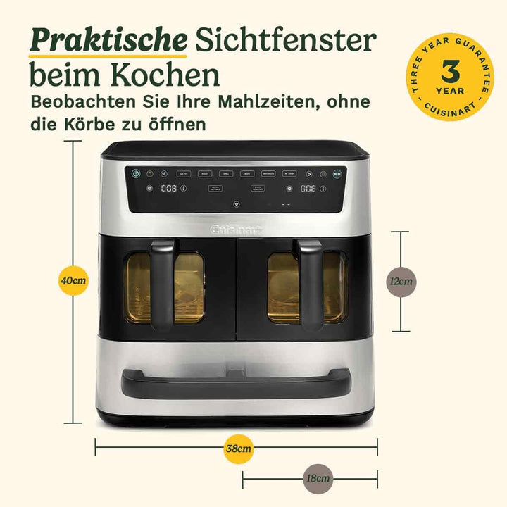 Cuisinart Tri Zone 13,6L Heissluftfritteuse & Ofen | PFAS-frei | 3 Zonen | 2×4,3L Körbe + 5L Schubla