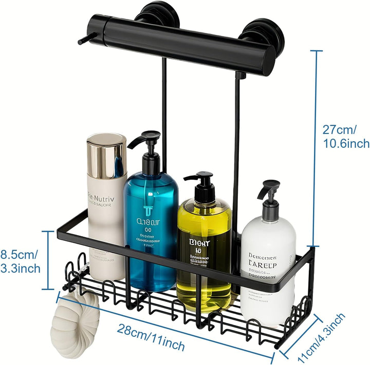 Duschablage Zum Hängen - Duschablage Ohne Bohren | Duschregal Hängen mit 12 Haken | Shampoo Halterun