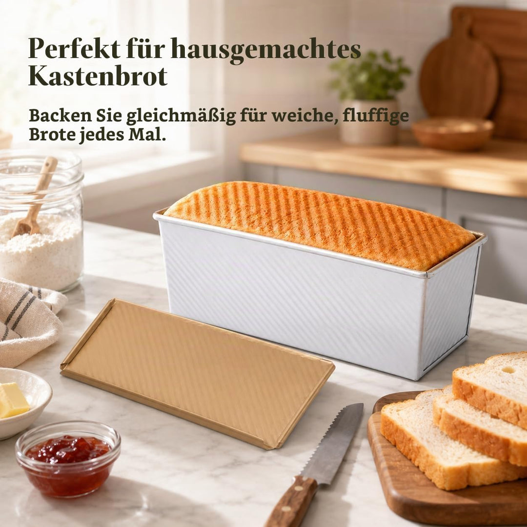 MUXHEL 1000g Brotbackformen mit Deckel, Aluminium Toastbrot Backform, Antihaft Brotbackform Kastenfo