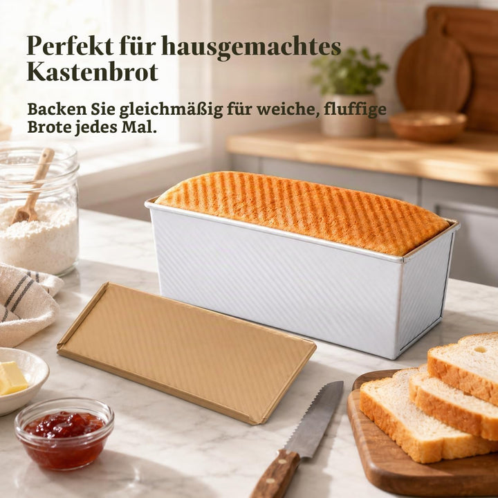 MUXHEL 1000g Brotbackformen mit Deckel, Aluminium Toastbrot Backform, Antihaft Brotbackform Kastenfo