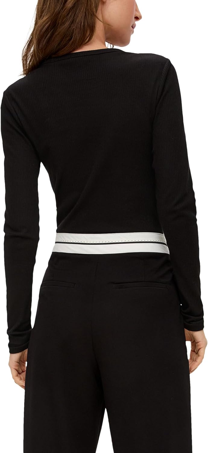 QS Geripptes Longsleeve XS 5832_tiefblau, XS 5832_tiefblau