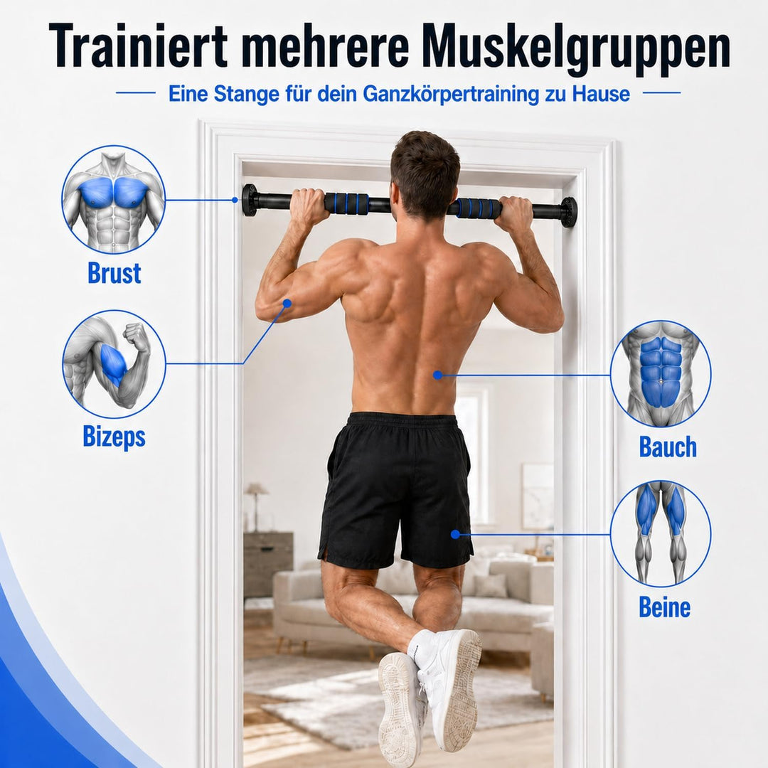 Klimmzugstange Türrahmen 63–100 cm verstellbar, Pull Up Bar ohne Bohren, Türreck Klemmstange bis 150