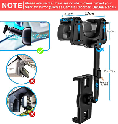 woleyi Rückspiegel Auto Tablet Halterung, LKW Rückspiegel Tablet Autohalterung mit Verstellbarem Arm