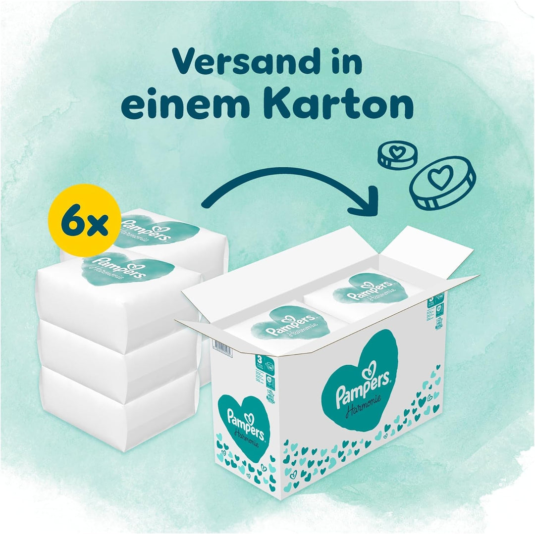 Pampers Harmonie Windeln Grösse 3, 186 Windeln, 6kg-10kg, sanfter Hautschutz mit 100Prozent Pampers