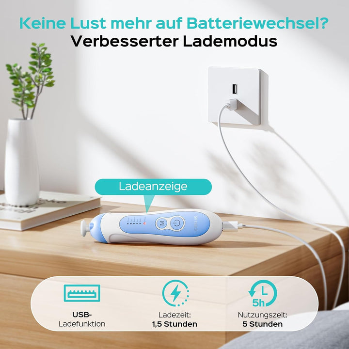 COSLUS Elektrische Nagelfeile Baby Wiederaufladbar: 2026 Electric Baby Nail Trimmer Sanfter 5 Geschw