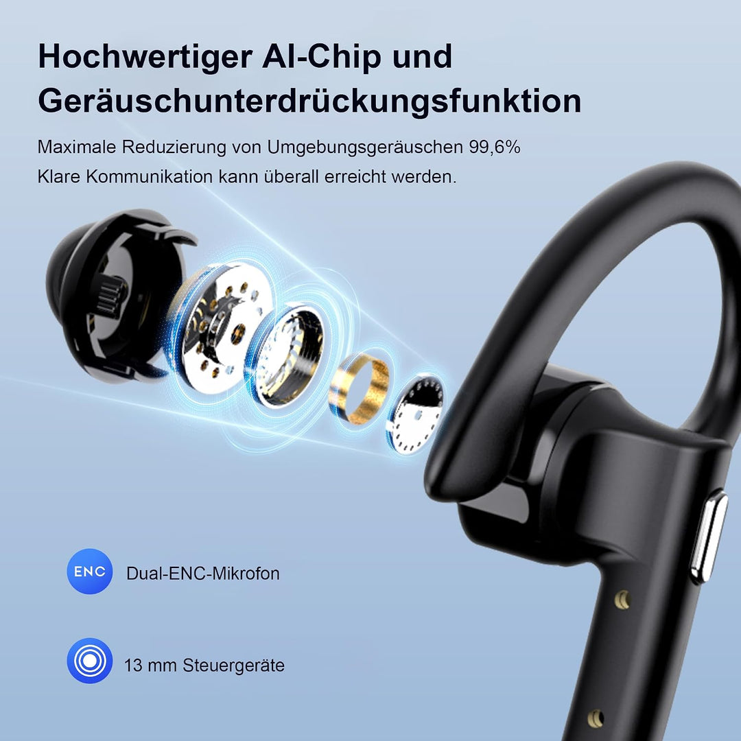 Headset mit Mikrofon USB Bluetooth 6.1 Freisprech Headset In Ear Kopfhörer | CVC8.0 Noise Cancelling
