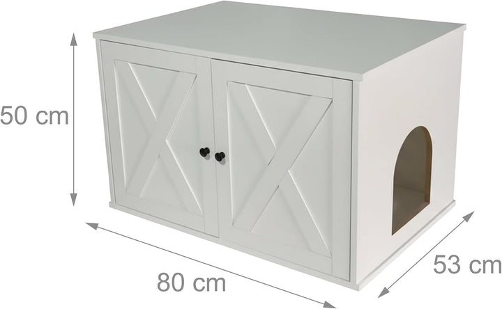 Relaxdays Katzenschrank für Katzentoilette, Separate Trennwand, Eingang, Katzenklo verstecken, HBT:
