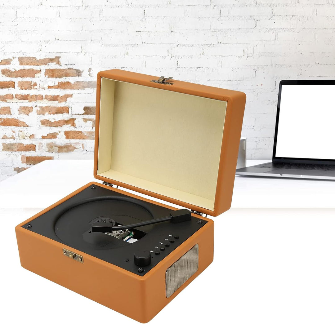 Vintage-CD-Player mit Bluetooth, Tragbarer CD-Player mit Vollfrequenz-Dual-Lautsprecher, Plattenspie