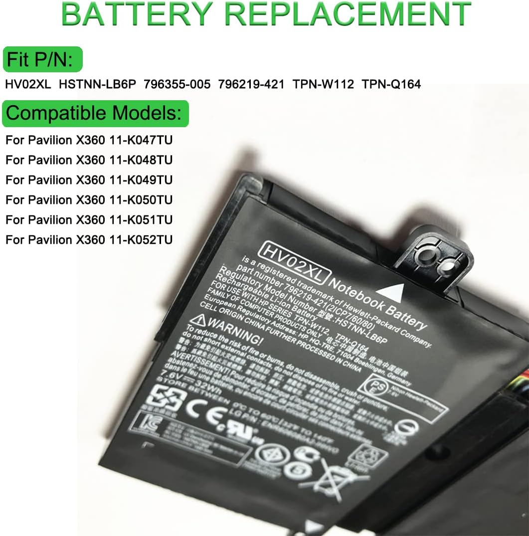 XITAIAN 7.6V 32Wh HV02XL Ersatz Laptop Akku für HP HSTNN-LB6P TPN-Q164 TPN-W112 796219-421 Tablet