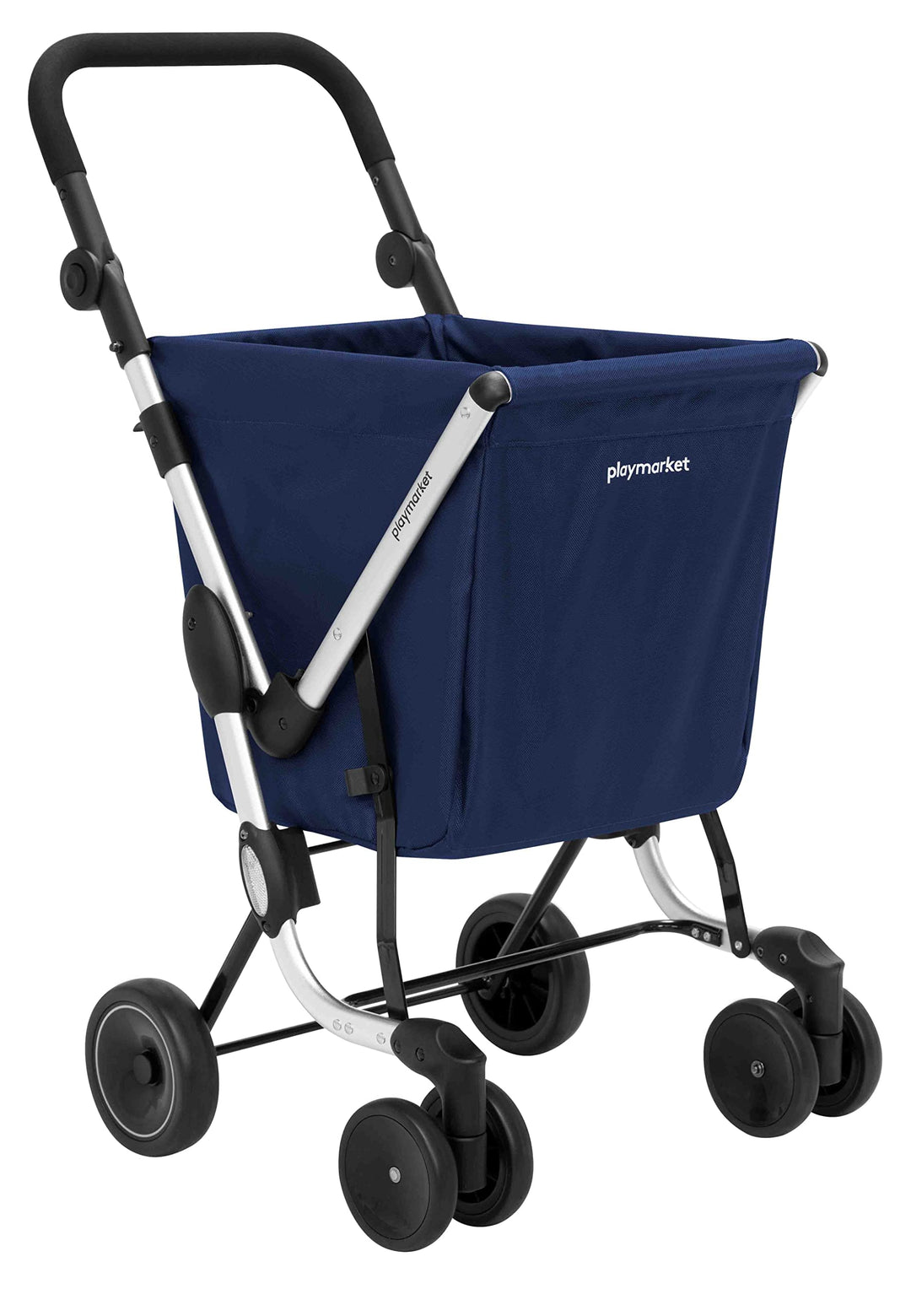 Playmarket We Go Basic Einkaufswagen, zusammenklappbar, 4 Rollen, Koffer Blau (Navy)