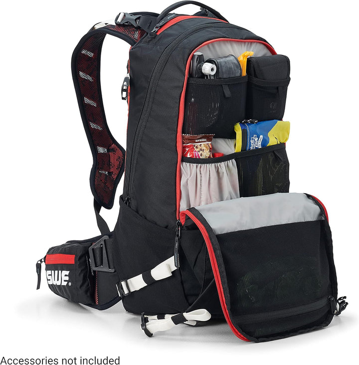 USWE Flow - Backpack with Back Protector, for Bike, Mountainbike, MTB and E-MTB Flow 16 Schwarz, Flo