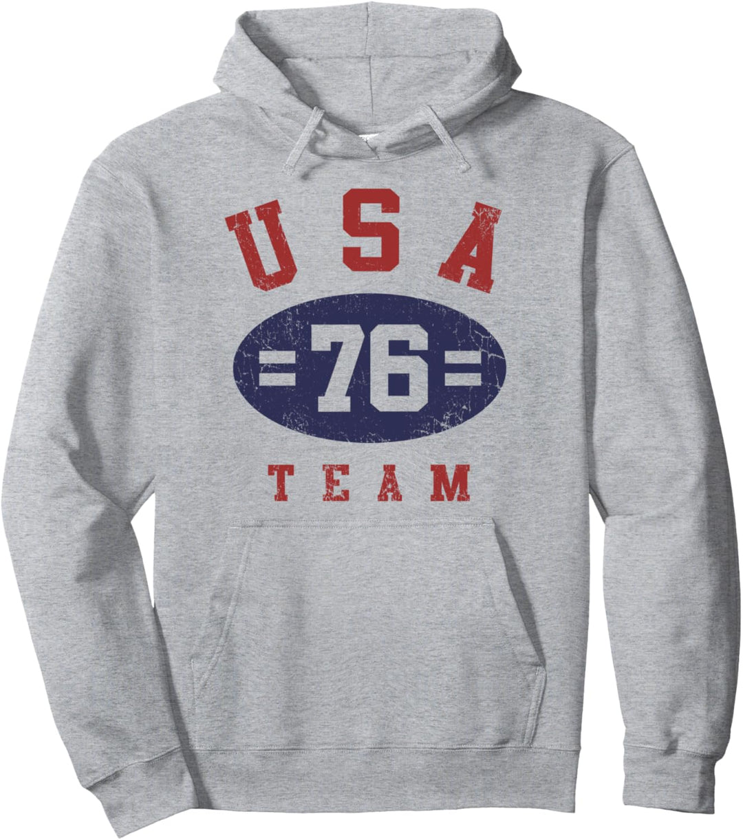 Trendy USA Team 76 Red White Blue Collegiate Text Pullover Hoodie