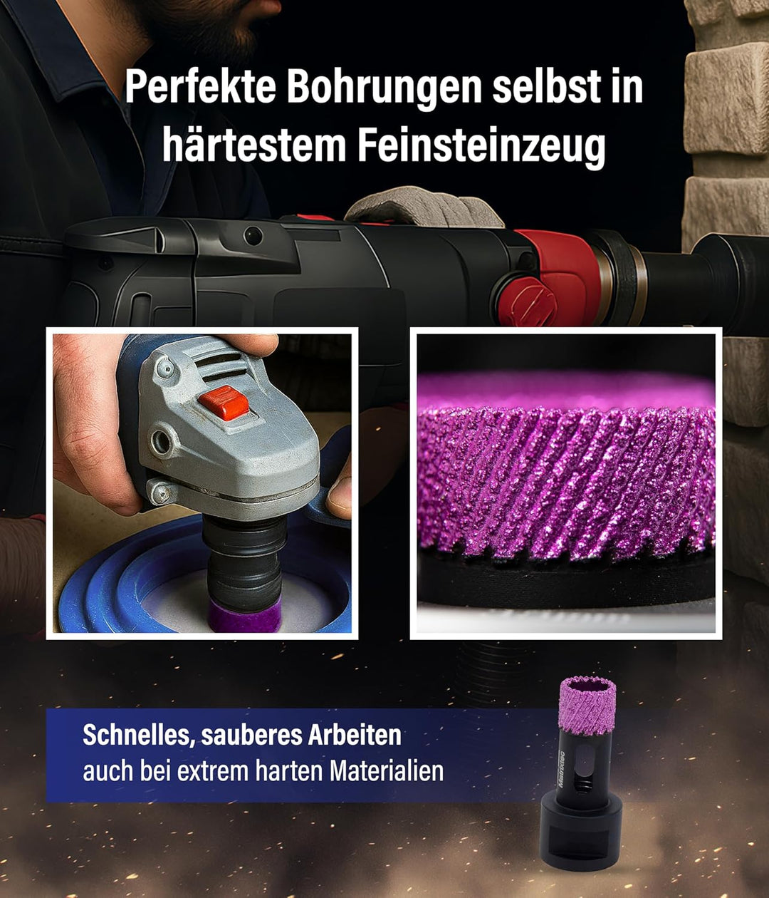 Karl Dahm MATRIXTEC Diamant-Trockenbohrkrone Ø 20 mm I Fliesenbohrer für Feinsteinzeug, Fliesen & Na