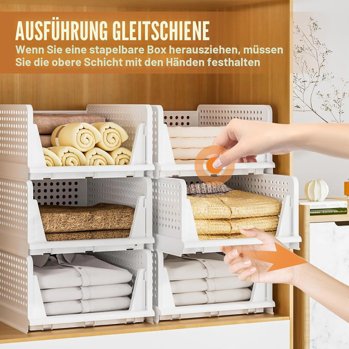 Schrank Organizer Kleiderschrank,4 Stück stapelbar Schubladen Organizer Kleidung, Ausziehbar Faltbar