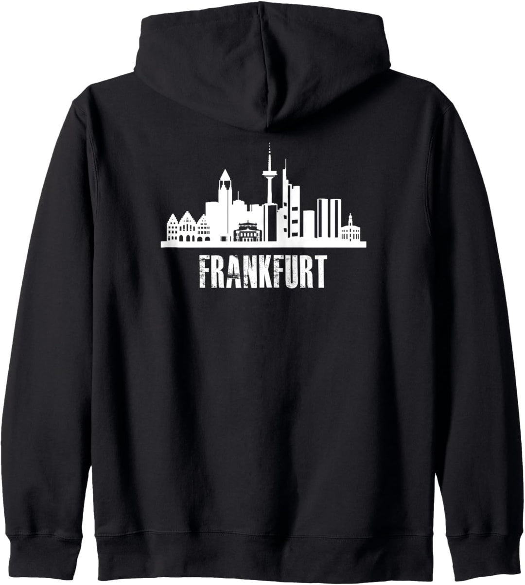 Backprint Frankfurt Stadt Silhouette und Skyline Innenstadt Kapuzenjacke