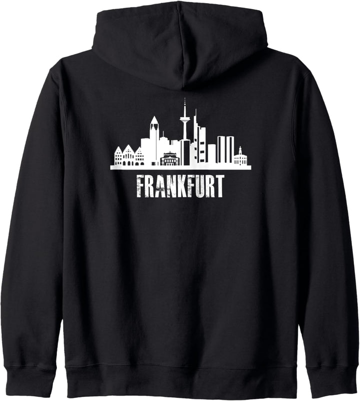Backprint Frankfurt Stadt Silhouette und Skyline Innenstadt Kapuzenjacke