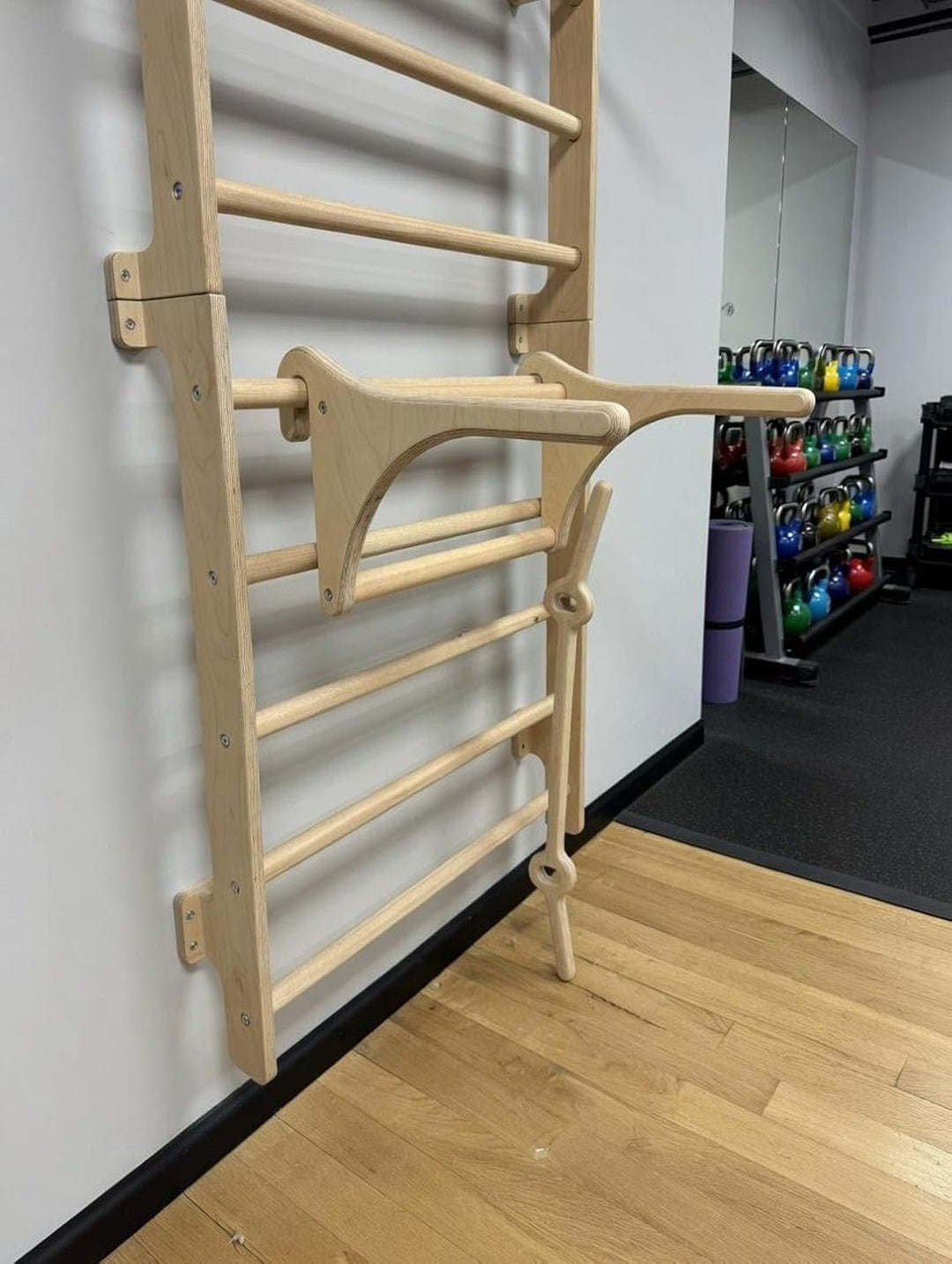 Dip-Stange – Abnehmbare Stange 94 cm – Trainingsstange aus Holz – Für die Turnwand – Breite 48 cm –