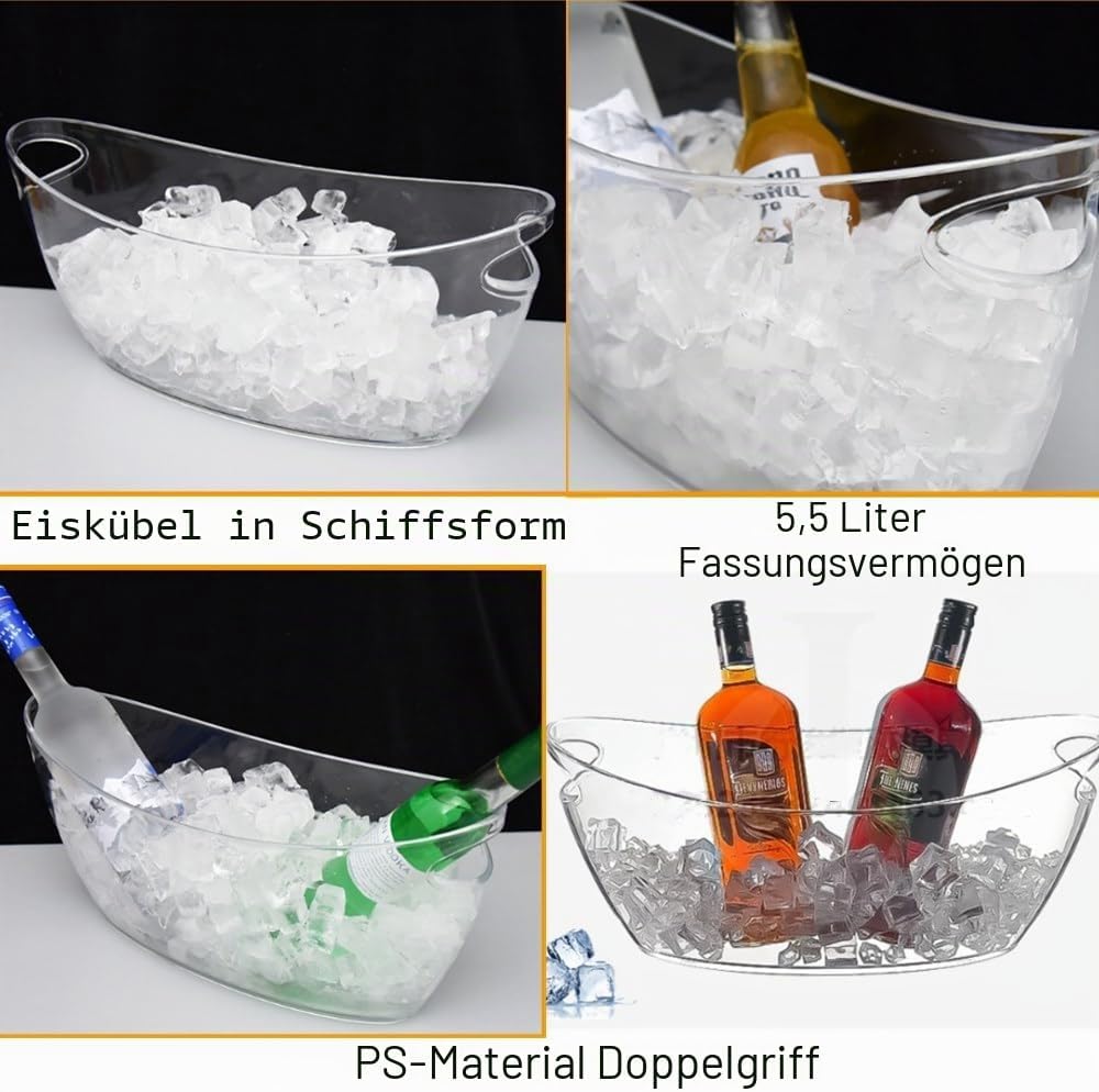 OUKEYI OUKEYI-100894 Eiskübel für Partys, 5,5 Liter, grosser transparenter Acryl-Eiskübel in Lebensm