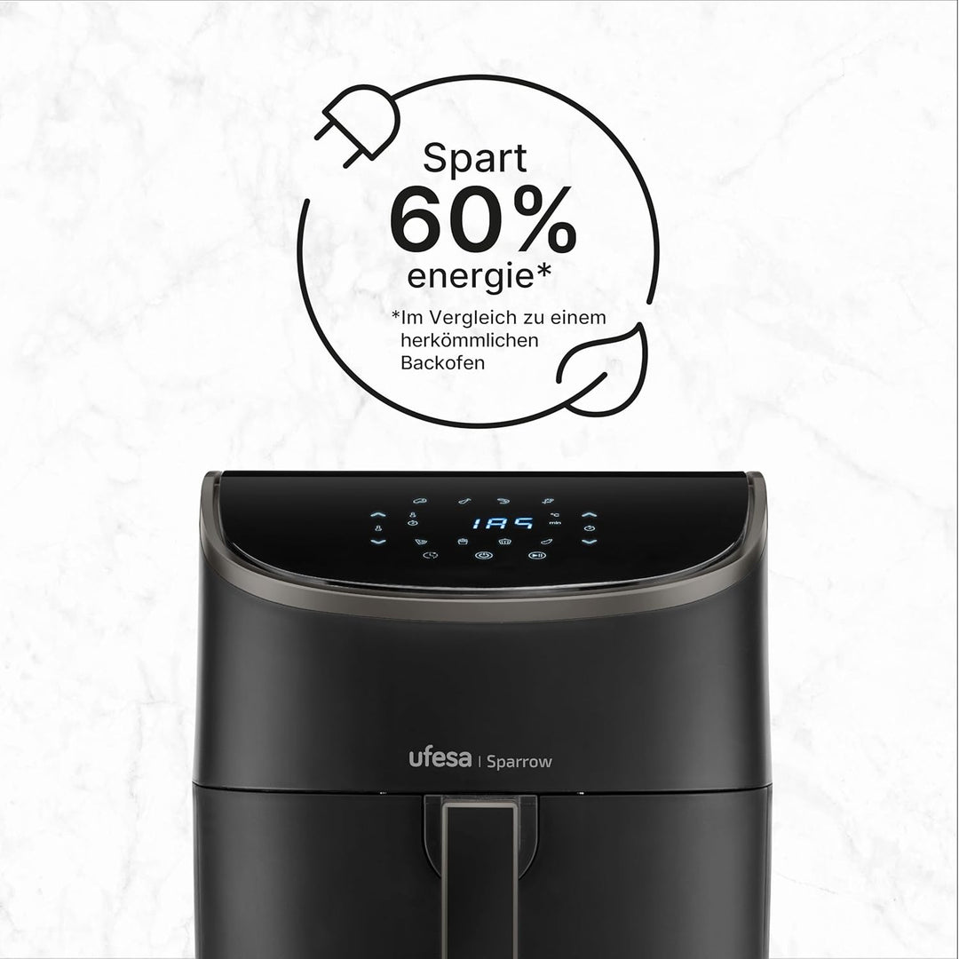 Ufesa Sparrow Friteuse, Heissluftfritteuse, 6 L, 8 Programme, 1700 W, Digital, Timer, Temperatur 80º